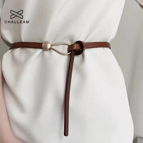 Luxury Brand Women Belts Thin Golden Buckle PU Leather Strap Casual Black Ladies Female Designer Waistband Dress Belt x251