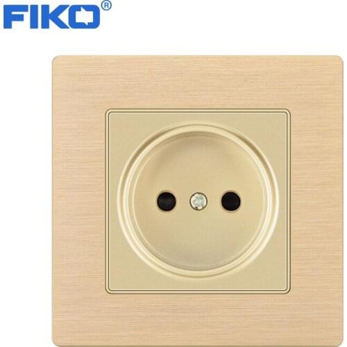 FIKO EU/Russia Standard wall power Socket ,86mm * 86mm Household gold Aluminium Alloy Panel Electrical Outlet