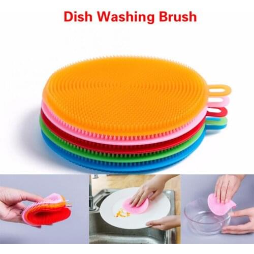 Magnic Silicone Dish Sponge Washing Brush Scrubber Household Cleaning Sponges Brushes Kitchen Cleaning Tool