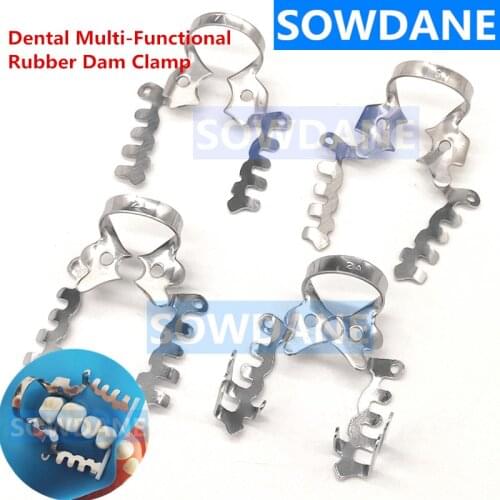4pcs Dental Multi-functional Rubber Dam Clamp Dental Special Clip Stainless steel Dentist Ortho Materials