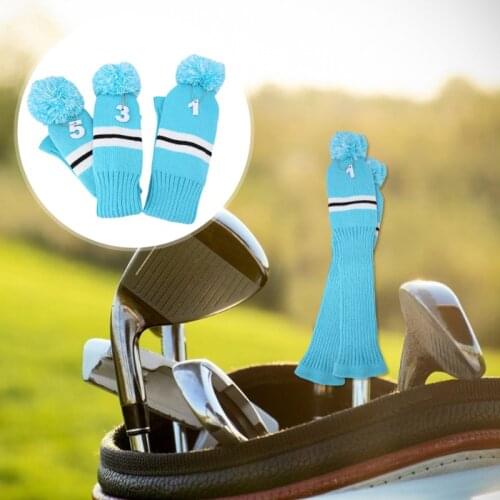 Knitted Golf Club Head Covers Woods Driver Fairway Hybrid Head Cover 1 3 5 for Men Women Kids