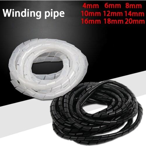 White/Black cable wire winding pipe spiral wrapping wire organizer Sheath Tube PE 4mm-20mm Cable sleeve harness hose wound tube