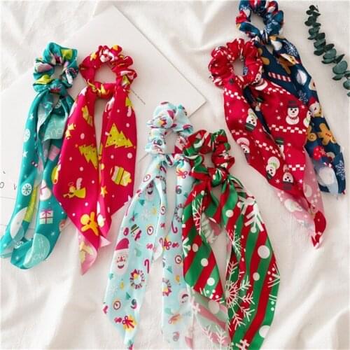 Vintage Women Headwear Turban DIY Bow Streamers Hair Scrunchies Lovely Horsetail Ties Hair Accessories Elastic Hair Bands