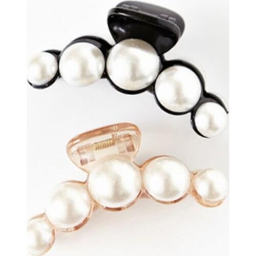 Fashion Hair Claw Clips For Women Horsetail Clip Geometric Imitation Pearl Hairpin Crab Retro Crystal Hair Clips Hair Accessorie