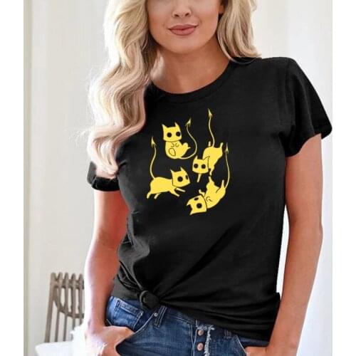 Tai Chi Kawaii Cat Womens T-shirts Soft Fabric Summer Top Short Sleeve Fashion T Shirt Ulzzang 90s Harajuku Casual Female Tees
