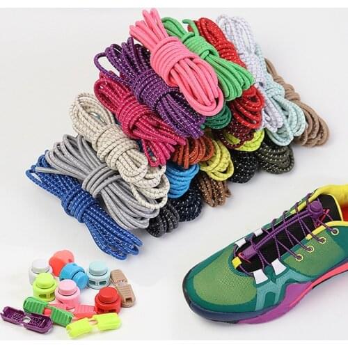 1 Pair Reflective Shoelaces Round No Tie Shoe Laces Elastic Young Men And Women General For The Elderly Lazy Lace Elastic 100CM