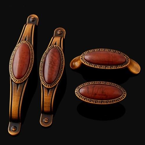 10PCS European Inlaid Jade Kitchen Door Furniture Handles Cupboard Wardrobe Drawer Cabinet Pulls Handles and Knobs