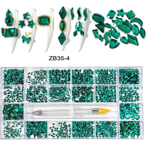 1000pcs/Lot Artnails Flatback Rhinestones, Glassstones Extra L-Box GunBlack 20shapes Stone-Gold Diamonds*Decoration GEMS #ZB35-1