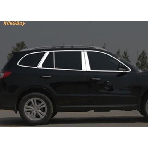 2007-2012 for Hyundai Santa Fe Chrome Window Trim 22pcs Frame Sill Belt Trims With Center Pillar Rain gear