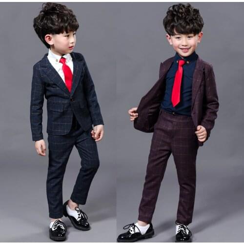 2017 New Children Suit Baby Boys Suits Kids Blazer Boys Formal Suit For Wedding Boys Clothes Set Jackets Blazer+Pants 2pcs 3-12Y