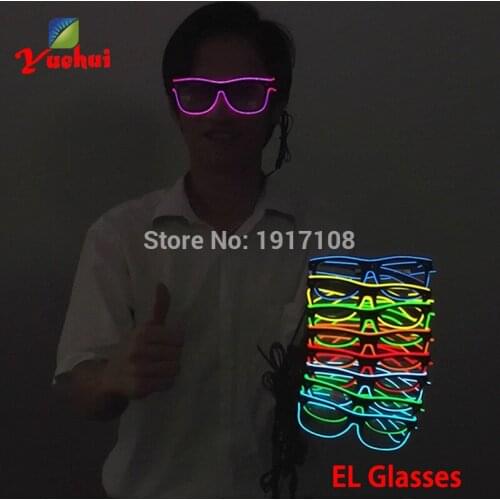 2021Hot 10 COLOR Glowing EL Glasses Fashion Neon LED Light Up SunGlasses Party Decorative Glasses BY DC-3V Steady On Inverter