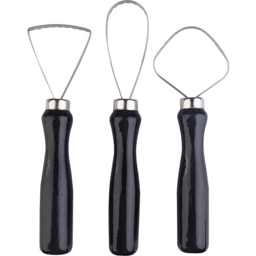3PCs Pottery Sculpture Scraper Knife Carved Sludge Shaper Ceramic Clay Trimming Big Loop Tools Set Craft Modelling Tools