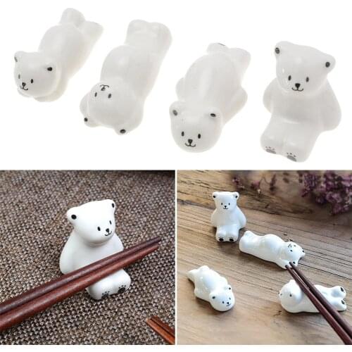 6 Types Japanese Style Ceramic Chopsticks Holder Creative White Bear and Fruit Vegetable Chopstick Stand Kitchen Craft Tableware