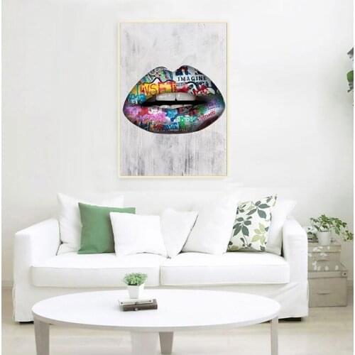 Abstract Sexy Lips Wall Art Paintings Print On Canvas Posters And Prints Graffiti Art Canvas Prints Pop Art Pictures Home Decor