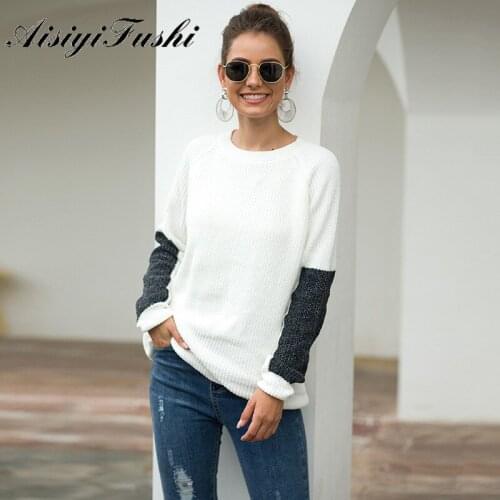 AISIYIFUSHI Autumn Sweater Women Contrast Color Chenille Ribbed Knit Sweater Oversize Winter Woman Sweater Knitting Pullovers