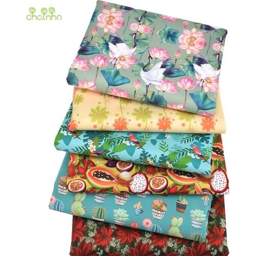 Chainho,6 Disgn,Digital Printing Waterproof Fabric,Floral&Cartoon Series,For DIY Quilting&Sewing Suitcases,Handbags,Tablecloth