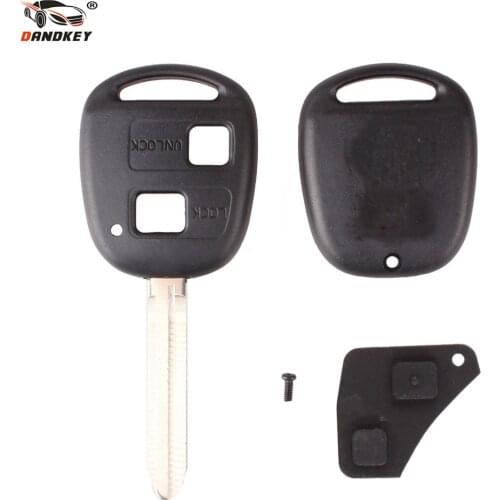DANDKEY Remote Key Shell Case For Toyota Avensis Yaris Auris 2 Buttons Key Cover With Button Pad Rubber Fob Replacement