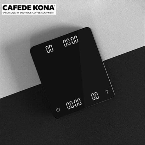 CAFEDE KONA Digital Scale Dual-Screen Coffee Electronic Scale with Timer USB Kitchen Scale Waterproof Food Weight Scale 3KG/0.1g
