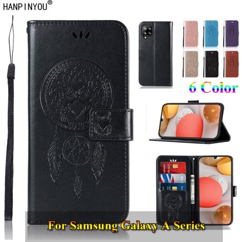 For Samsung Galaxy A02s A01 A12 A32 A42 5G 3D Pattern Owl Flip PU Leather Case Card Insert Slot Wallet Stand Holder Cover Shell