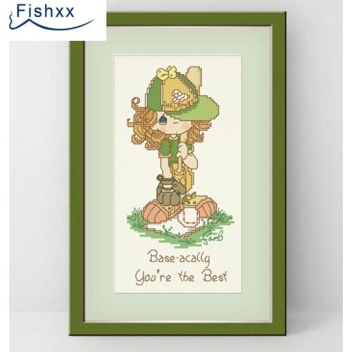 European Style Hanging Pastoral Style Cartoon Characters Fishxx Cross Stitch Kit H028 Cute Girl Baseball Player