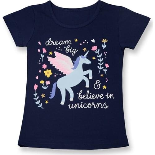 Big Dream Unicorn T-Shirt for Baby Girls Fashion Unicorn Tees Boys Clothing Unisex Cotton Tops for Summer Party Size 2-7 Years