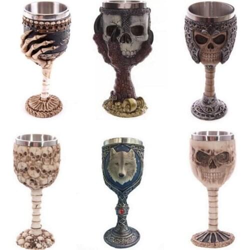 Bar creative palm skull goblet full 3D knights stainless steel drinking cup mug pineapple cocktail cup