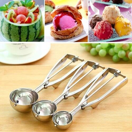 Fashion 4CM 5CM 6CM Kitchen Ice Cream Mash Potato Scoop Stainless Steel Handle Spoon Kitchen Accessories