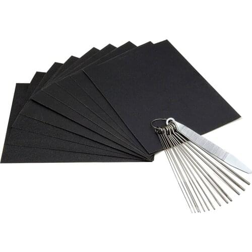 Guitar Bridge Saddle Nut Files Set- Sand Paper and Metal Needle Files of 13 Sizes with Circular Cross Section for Guitar, Ukulel