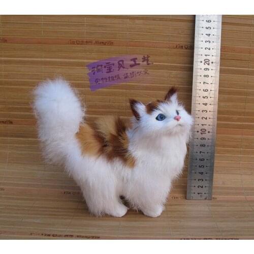 New creative simulation standing cat model toy resin&fur yellow&red cat doll gift about 17x8x7cm 1180