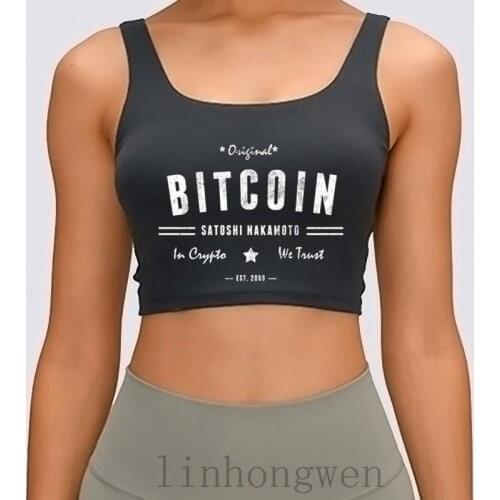 FunnyLetters New Bitcoin Original Satoshi Crypto Crop Top Winter Style Big Sizes Gents Women Tank Tops