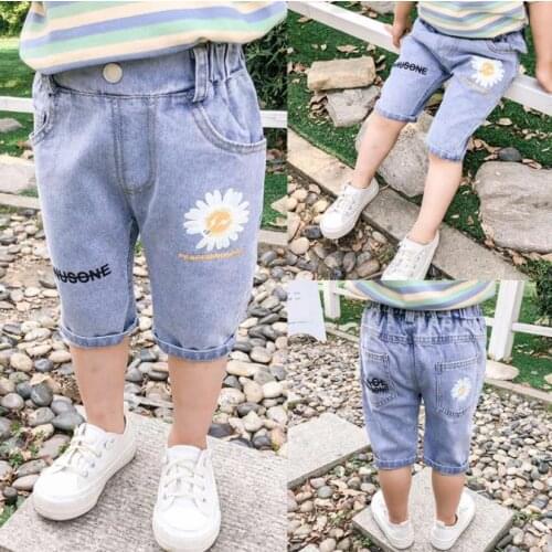 Summer New Kids Jeans Shorts 2-6Year Baby Boys Denim Shorts Cotton For Boys Children Cartoon Daisy Casual Trouser
