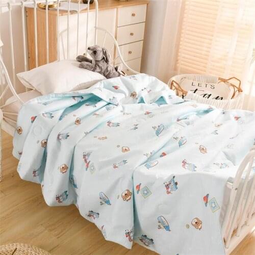 New Muslin Cotton Children Quilt Blanket With Polyester Fiber Filling Summer Light Washable Kids Baby Sleeping Blanket Quilt