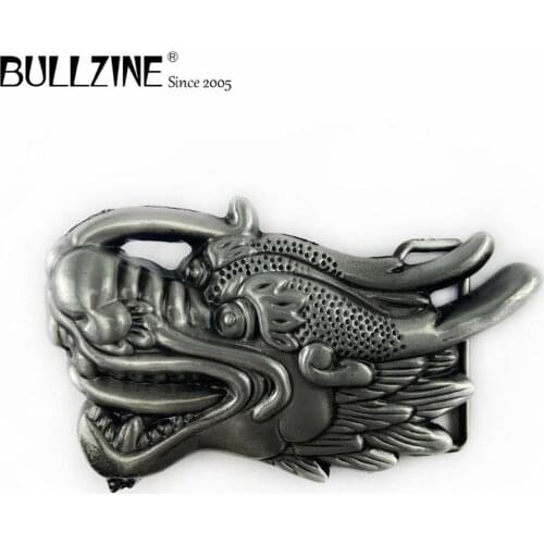 Bullzine wholesale retro Dragon belt buckle pewter finish FP-02764 western belt buckle LUXURIOUS cowboy jeans gift belt buckle