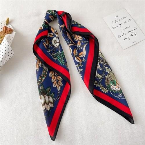 Autumn Silk Hair Band For Women Print Headscarf 70*70cm Neckerchief Hand Bag Wrist Shawl Wraps Bandana Hijab Foulard