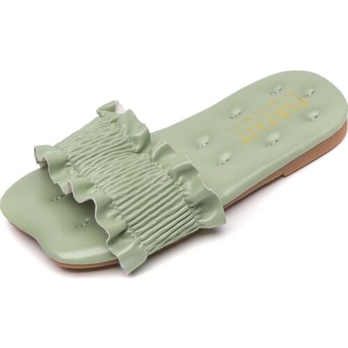 CUZULLAA Summer Children Girls Soft Sole Beach Sandals Pleated Slippers Shoes Kids Non-slip Fashion Sandals Size 26-36