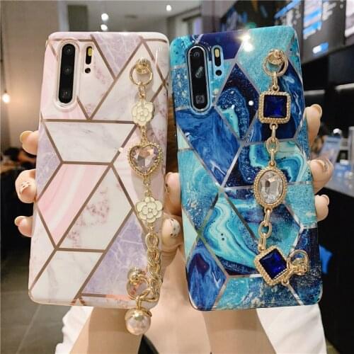 Luxury diamond Bracelet pearl Soft silicone phone case for Samsung Galaxy S8 S9 S10 20 Plus Note ultra A50 A40 A51 A71 5G cover