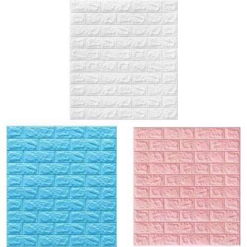 Self-Adhesive 3D Brick Sticker DIY Waterproof Foam Wallpaper Living Room Kids Room Kitchen Roof Ceiling Background Wall Decals