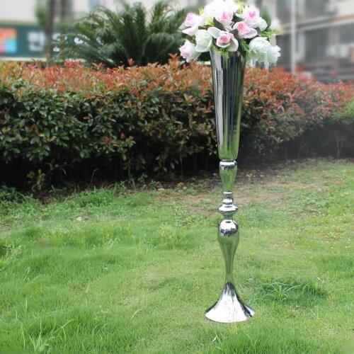 90 CM Height Silver Metal Candle Holders Pillar Candle Stand Wedding Centerpieces Event Road Lead Flower Vase Rack wedding prop