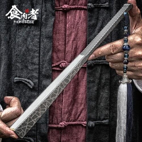 Predator Titanium-Alloy Folding Fan Crack glaze EDC Self-Defense Iron-Fan Tai Chi Kung Fu Steel Bone Fan Defense present