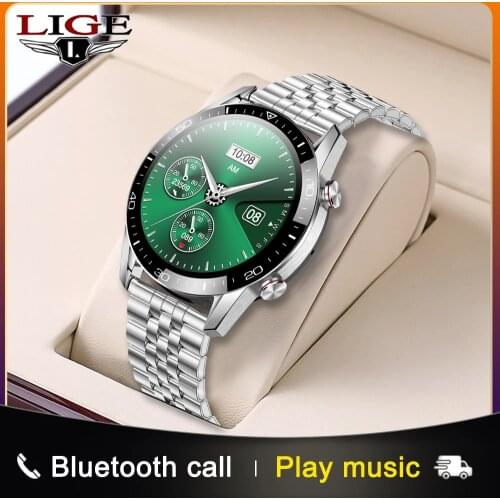 LIGE Smart Watch Men Bluetooth Call Custom Dial Full Touch Screen Waterproof Smartwatch For Android IOS Sports Fitness Tracker
