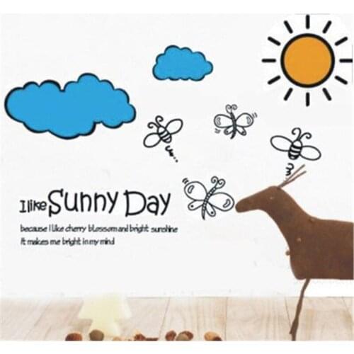 Sunny Day Sun Bee Cloud wall stickers For kids rooms home wall decals mural cover art posters