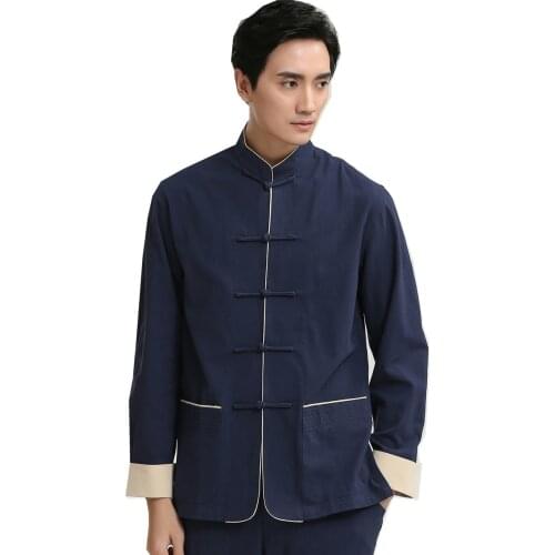 Shanghai Story chinese traditional men clothing oriental mens clothing tangzhuang tai chi shirt Kungfu Top For Man