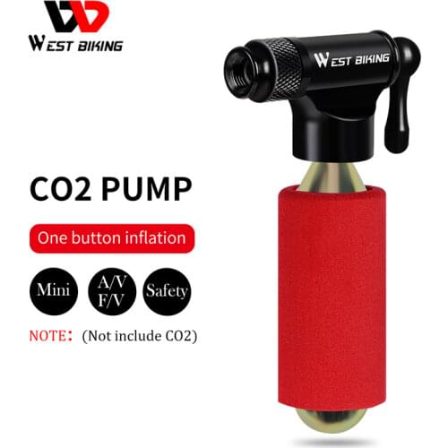 WEST BIKIING CO2 Pump Bike Mini Hand Pump MTB Road Bicycle Air Inflator Schrader Presta Valve Adapter Ball Cycling Accessories