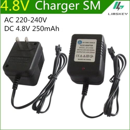 4.8V 250mA battery charger For 4.8 V AA NiCd and NiMH battery charger For RC toy car SM plug AC 220-240V DC 4.8V 250mA