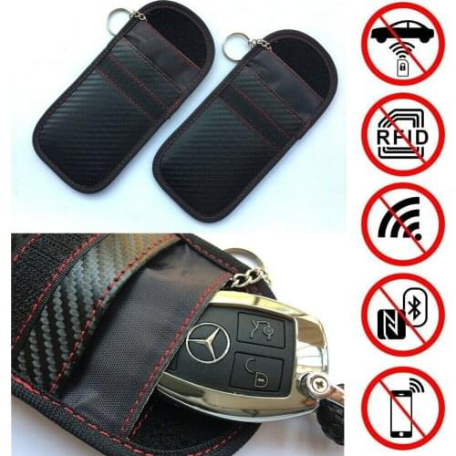 Carbon Grain Key Signal RFID Blocking Anti Theft Faraday Pouch Case for Keyless Entry Car Key Fob Protector 2019 New