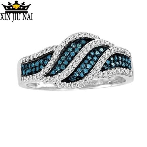 Vintage Micro Inlay Blue Stone Ring Fashion Noble 925s Silver Ring For Women Anniversary Party Birthday Blue agate Jewelry Ring