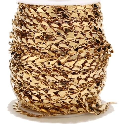 Gold tone Stainless Steel heart Chains welded Link Necklace Bracelet Pendant Jewelry Making Chains