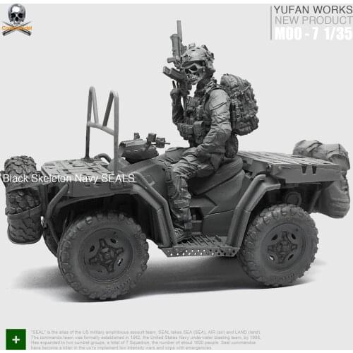 1/35 Resin Figure Soldier + Terrain Vehicle + Terrain Car US Military Seal Commando Assembly Model Kit MOO-07
