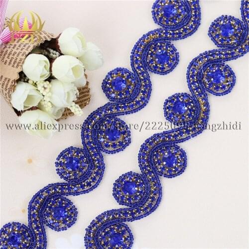 10yards) Wholesale 1 Yard Sewing On Hot Fix Red Beaded Rhinestone Applique and Trimming Bridal Dresses or Sash