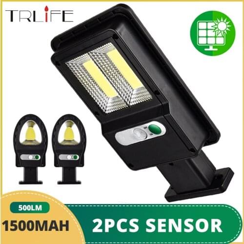 2PCS 1500mAH Mini Garden Lamp Solar Sensor Wall Light LED Street COB Decoration Cute Powerful Lights Up Automatically at Dark